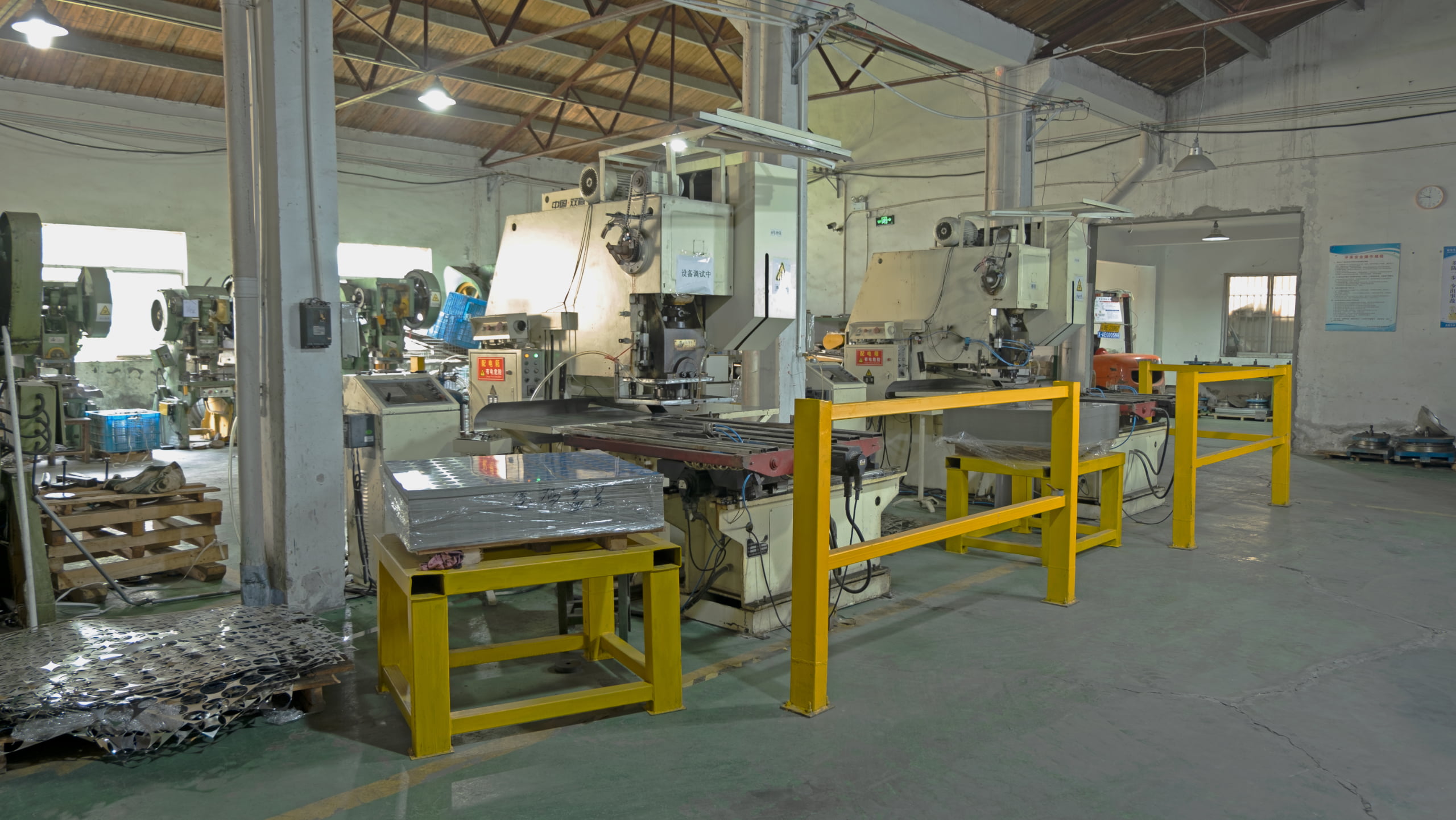 A clean and organized metal packaging manufacturing facility