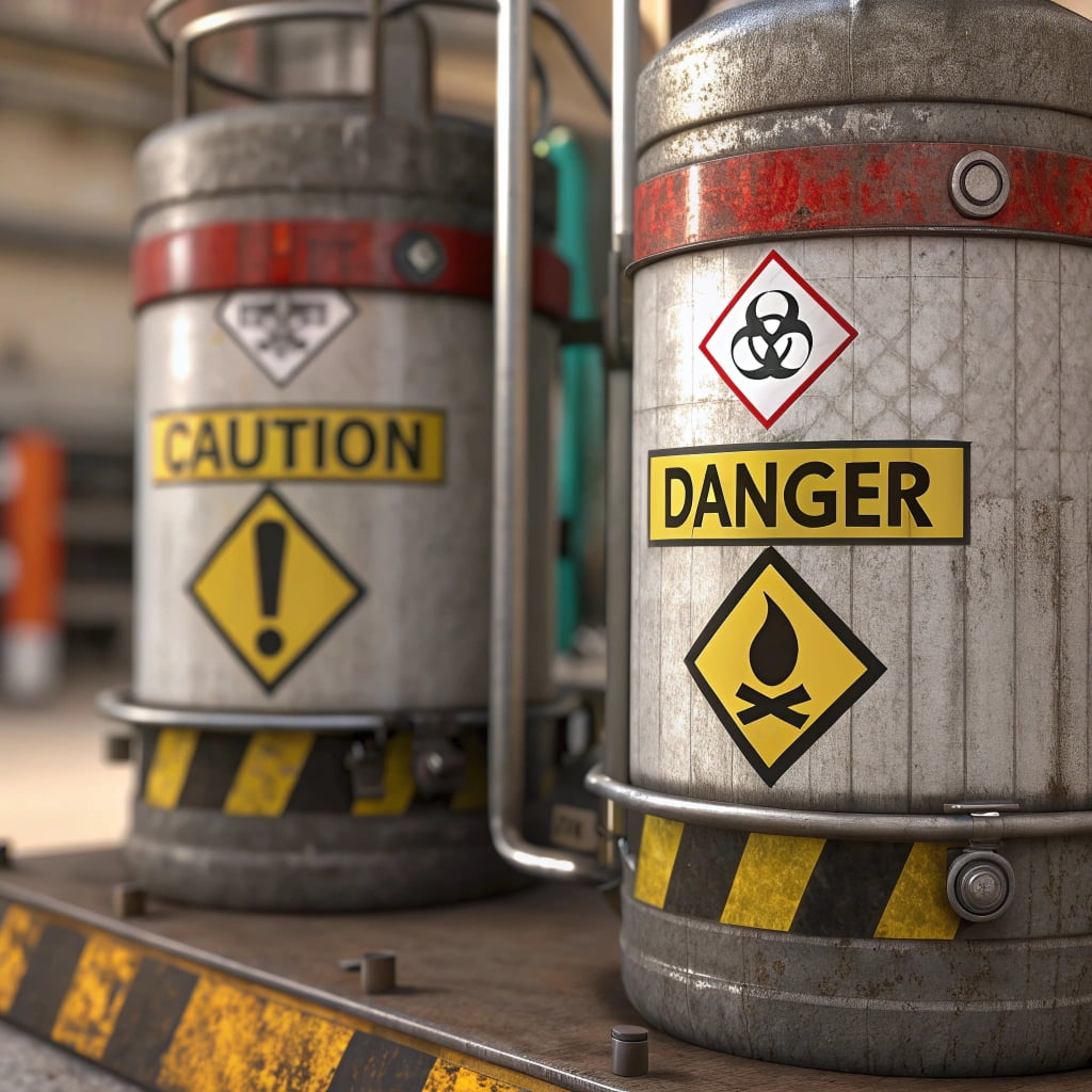 A warning label on a chemical container