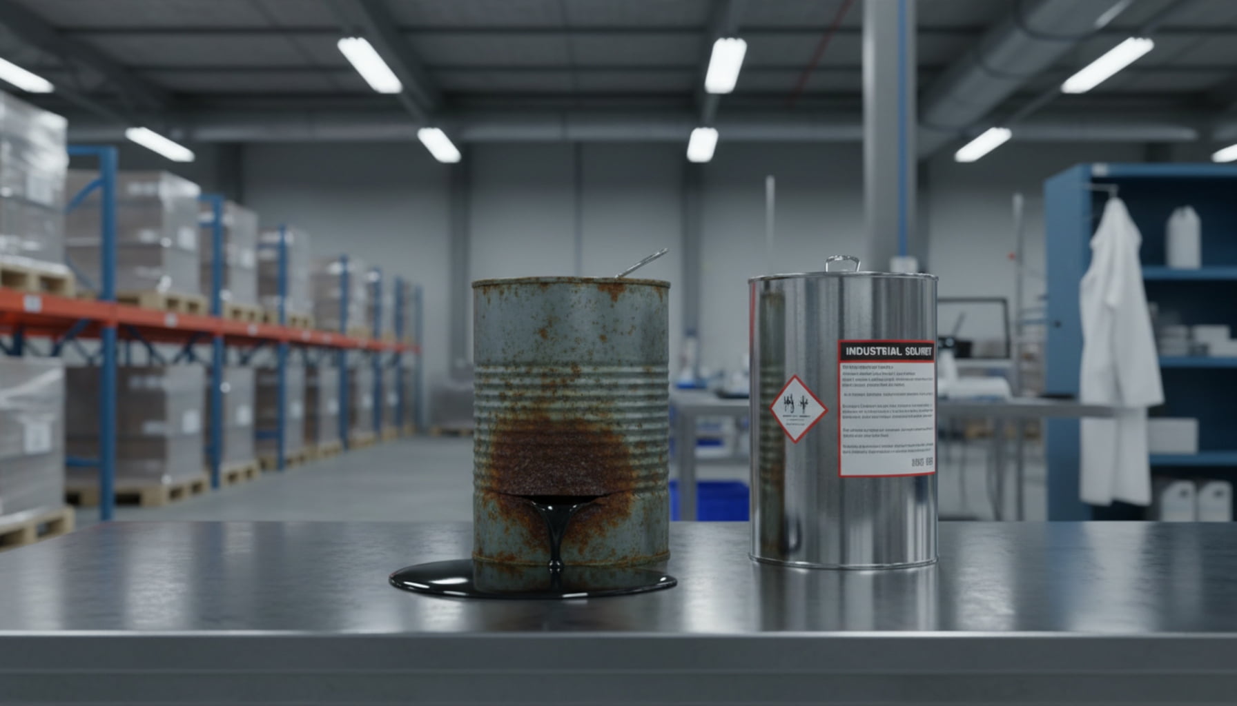 Leaking chemical tin can