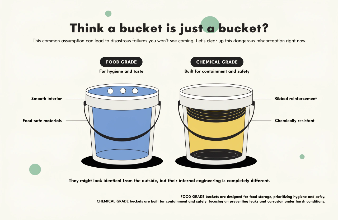 Two identical-looking buckets with different internal functions