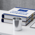 EU regulatory document with metal packaging can showing PPWR 2025/40 compliance requirements