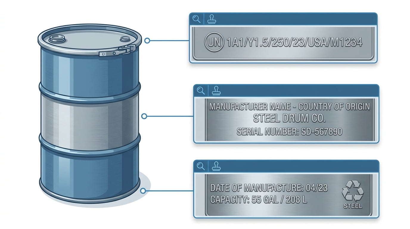 Location of UN marking on steel pail